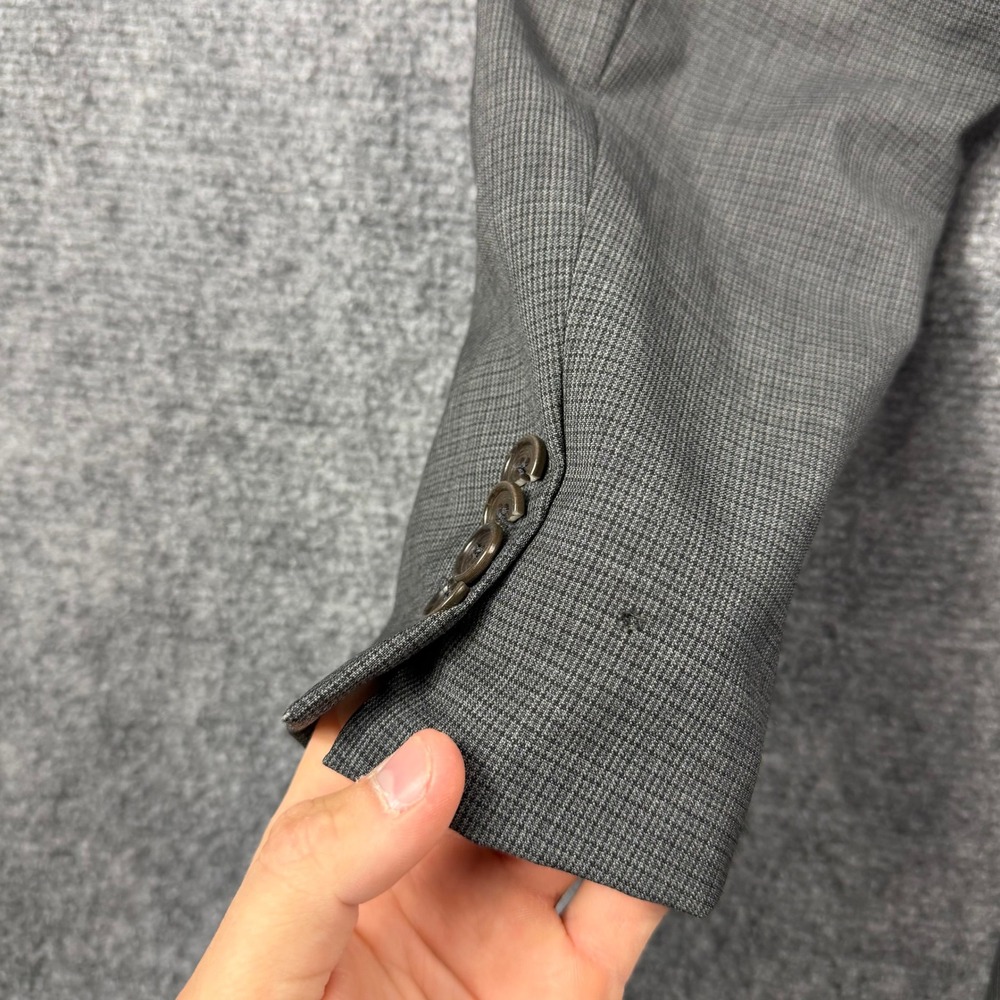 John Varvatos Blazer Mens 38R Grey Wool Micro Check Sport Coat L526659B Canada - Picture 2 of 12